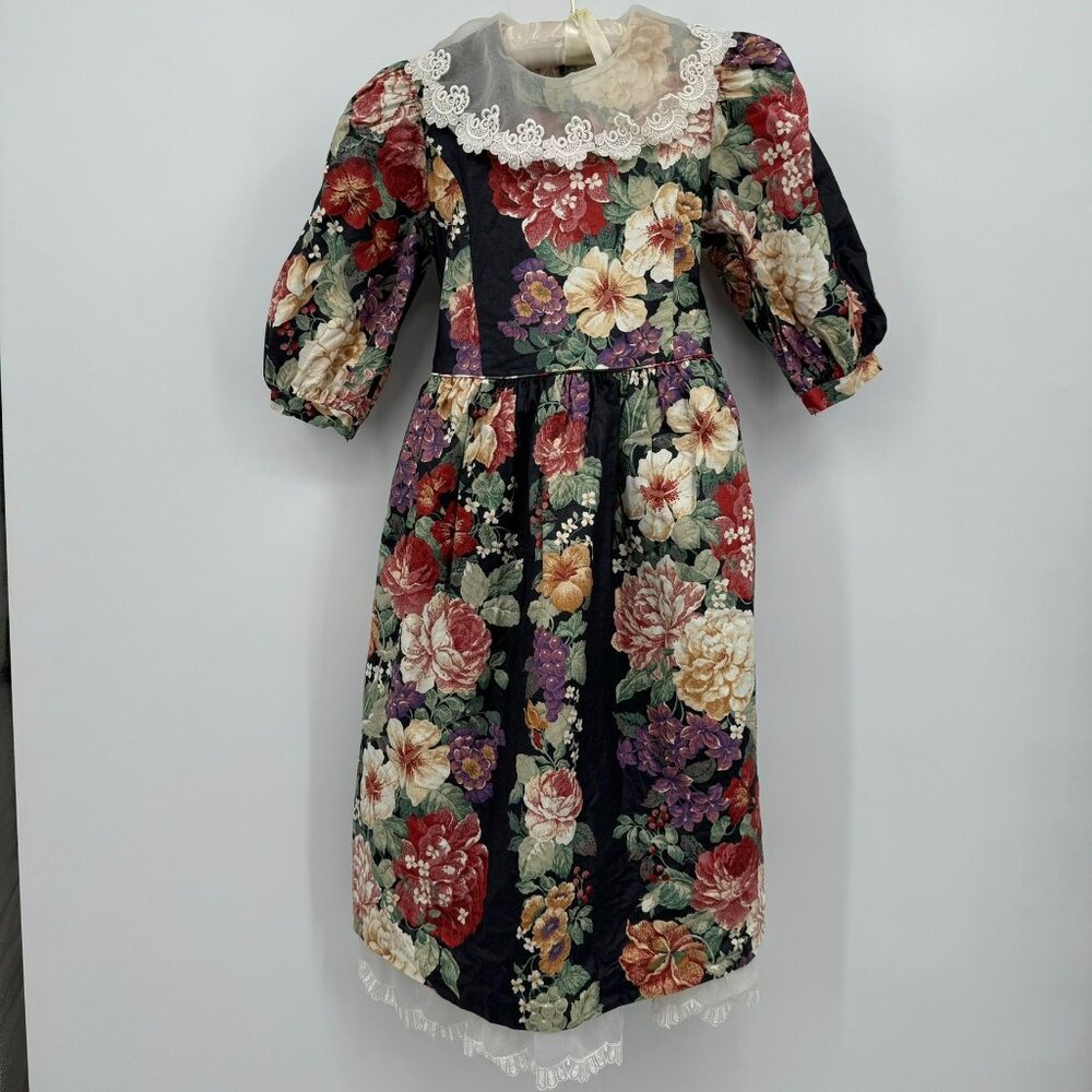 vintage anne savoy floral full dress girls sz 12